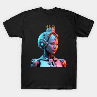 Android Space Princess with Silver Skin and Crown T-Shirt